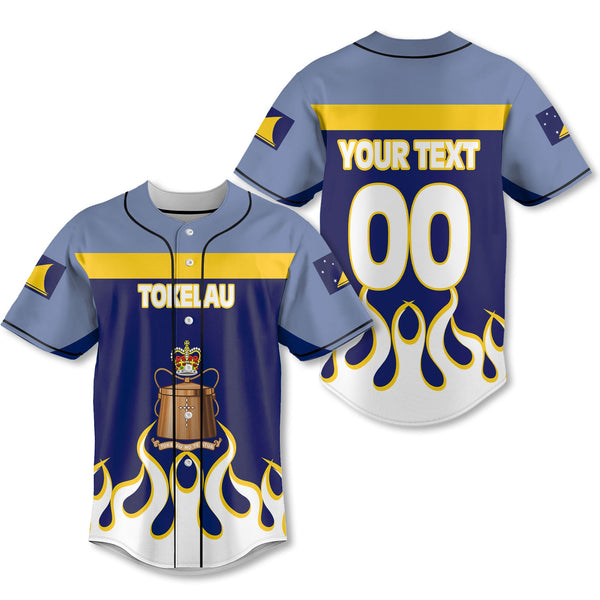 Tokelau Baseball Jersey Flag & Coat Of Arms Fire Hockey Style