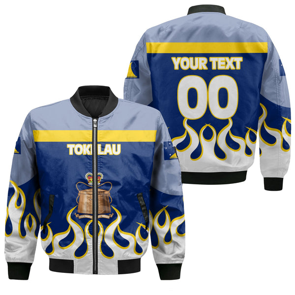 Tokelau Bomber Jacket Flag & Coat Of Arms Fire Hockey Style