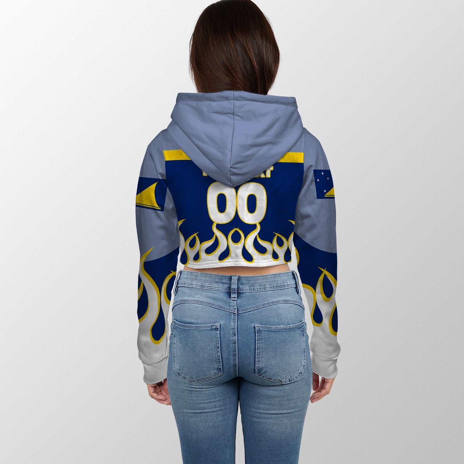 Tokelau Crop Hoodie Flag & Coat Of Arms Fire Hockey Style