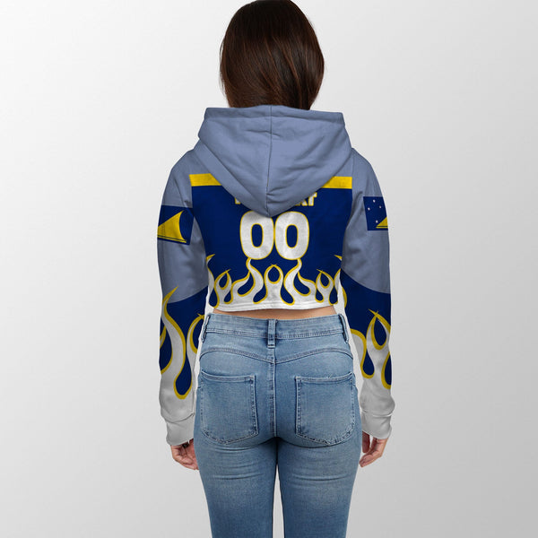 Tokelau Crop Hoodie Flag & Coat Of Arms Fire Hockey Style