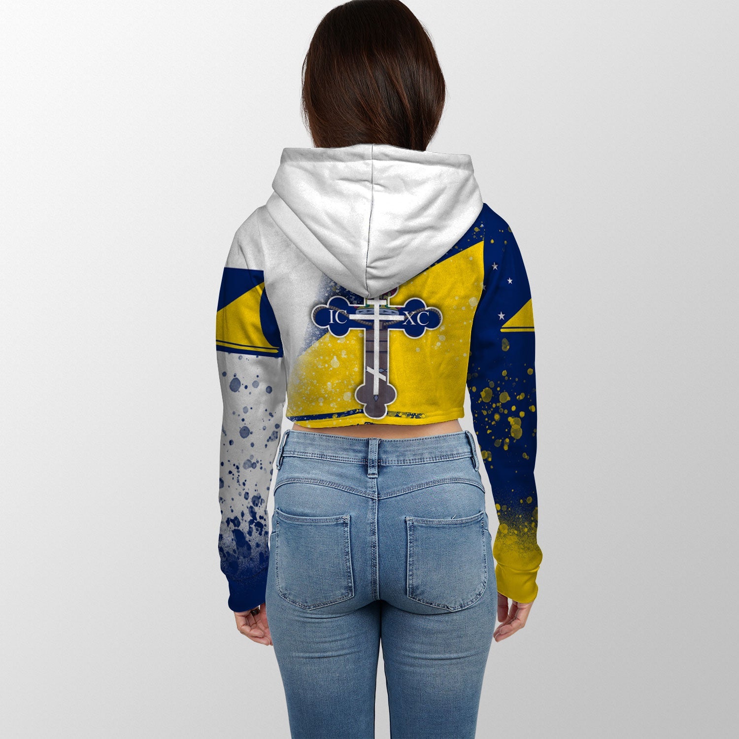 Tokelau Crop Hoodie Flag & Coat Of Arms Orthodox Style