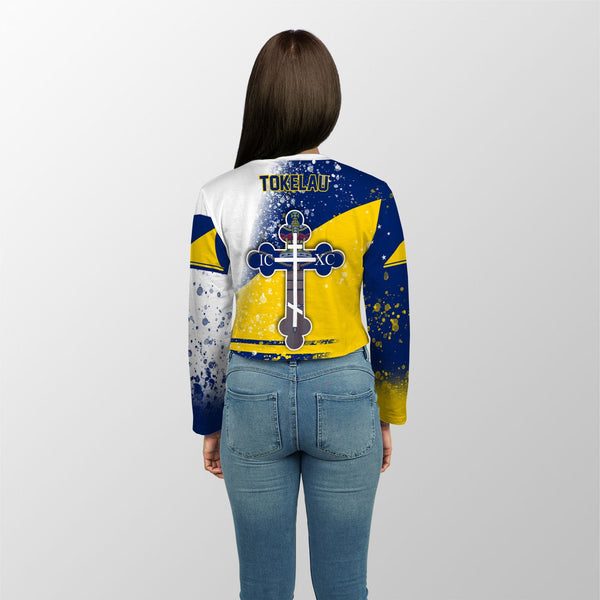 Tokelau Crop Top Long TShirt Flag & Coat Of Arms Orthodox Style