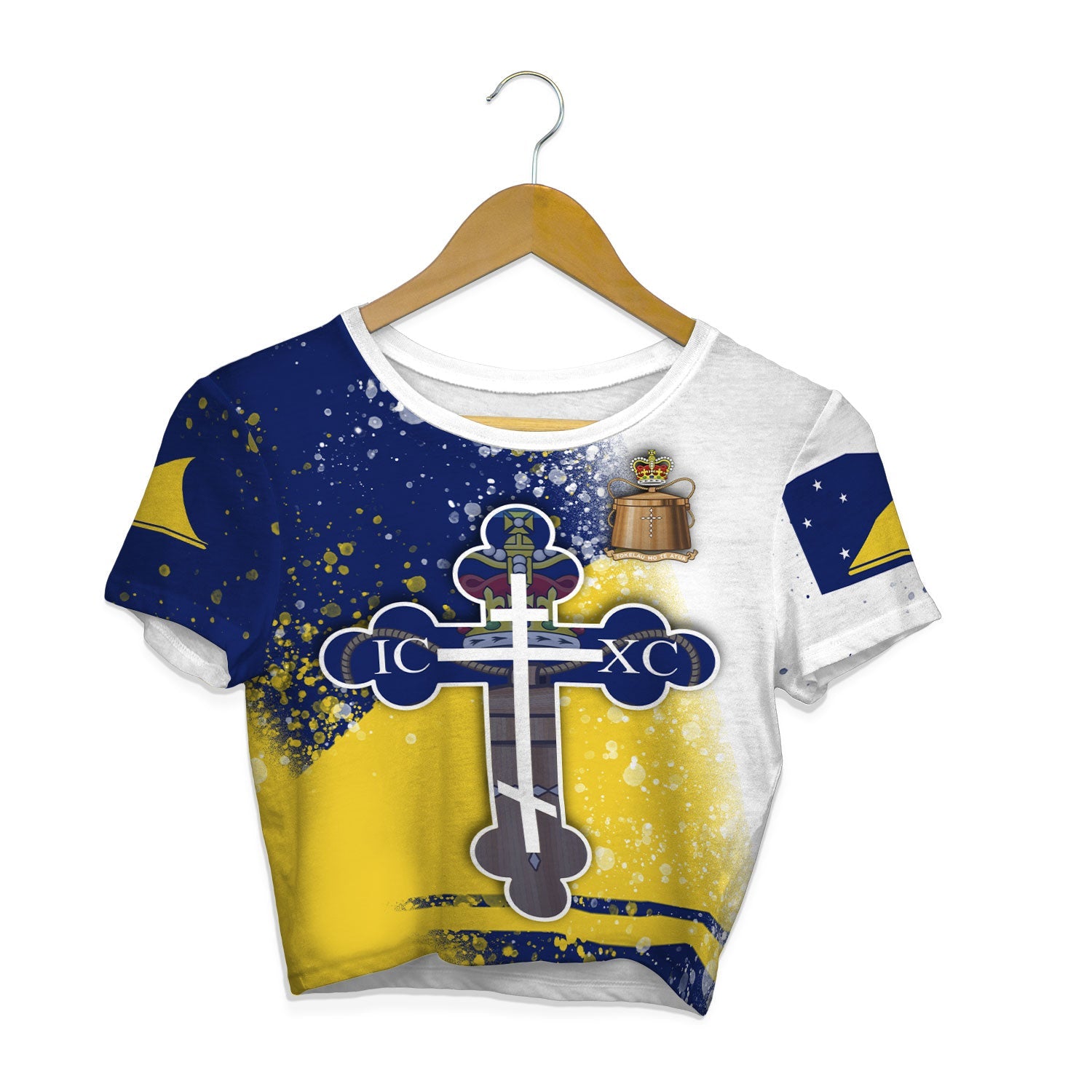 Tokelau Crop Top T Shirt Flag & Coat Of Arms Orthodox Style