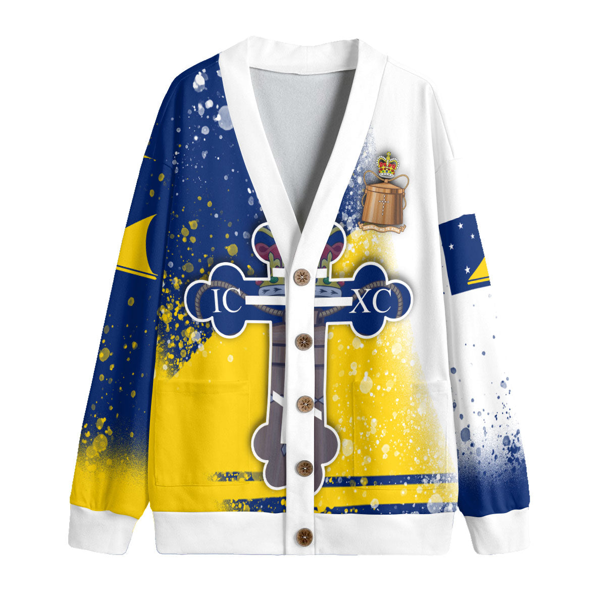 Tokelau Fleece Cardigan Flag & Coat Of Arms Orthodox Style