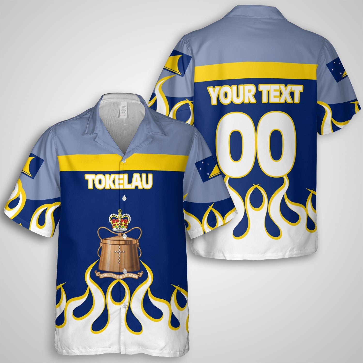 Tokelau Hawaiian Shirt Flag & Coat Of Arms Fire Hockey Style