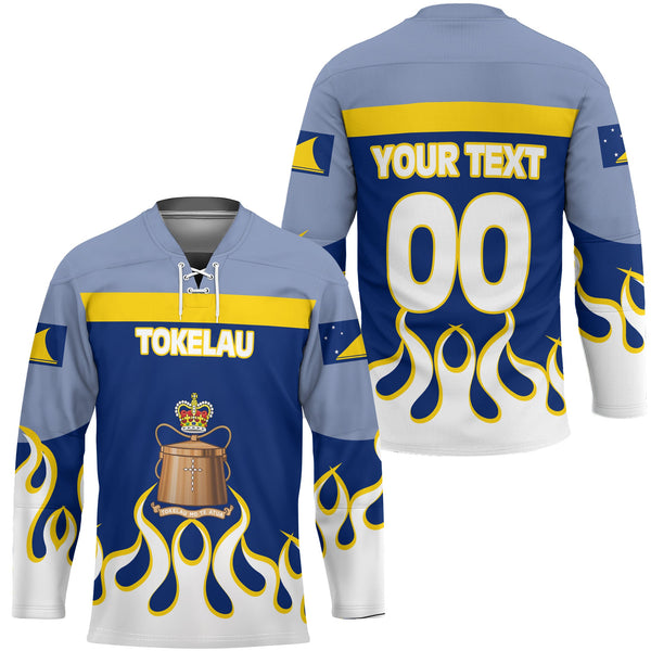 Tokelau Hockey Jersey Flag & Coat Of Arms Fire Hockey Style