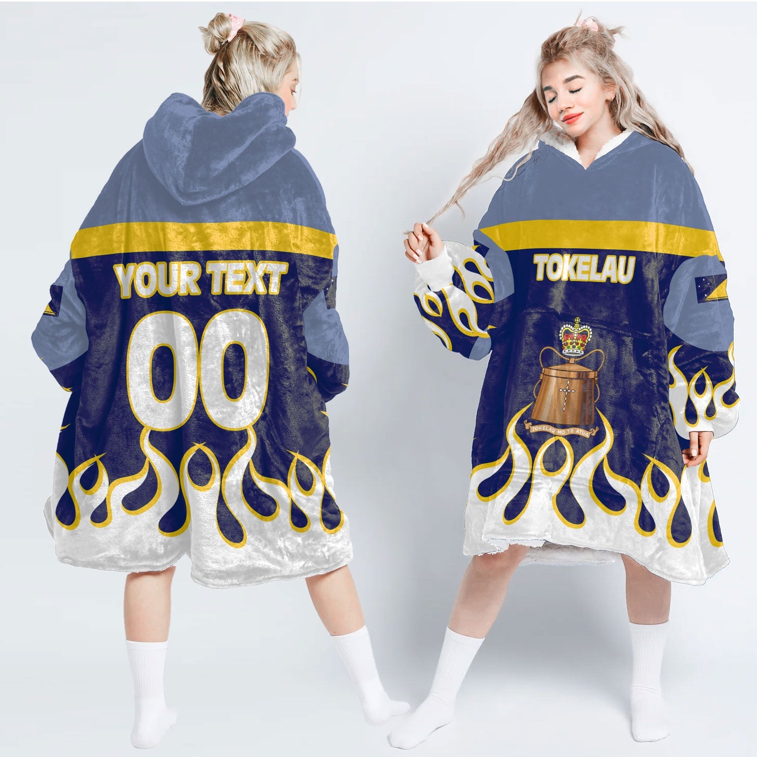 Tokelau Snug Hoodie Flag & Coat Of Arms Fire Hockey Style