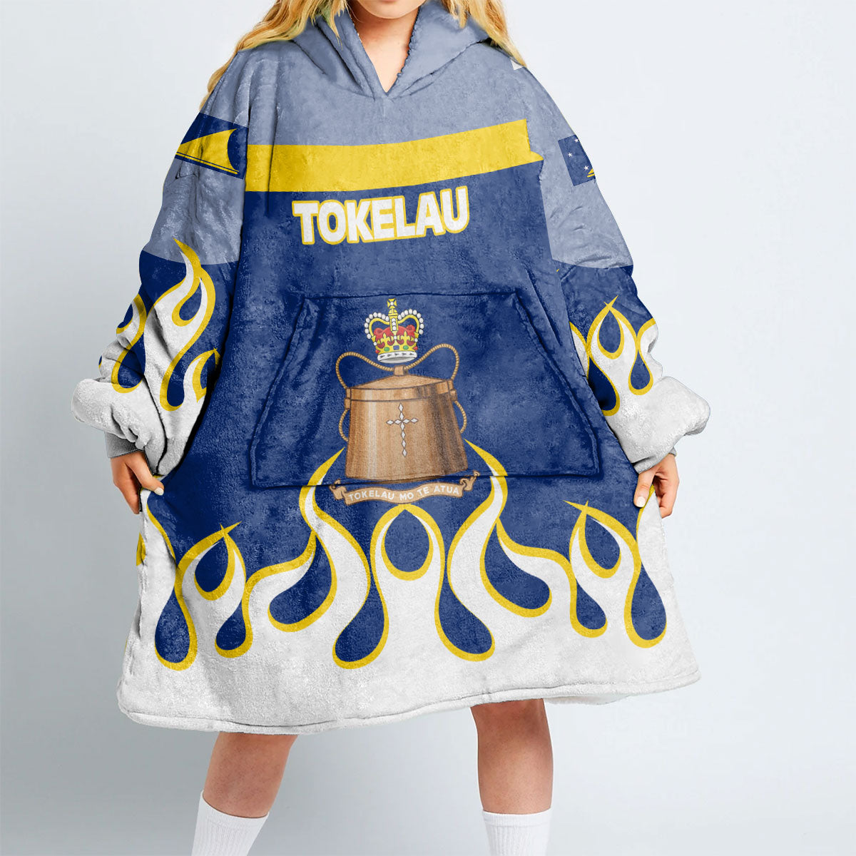 Tokelau Snug Hoodie Flag & Coat Of Arms Fire Hockey Style