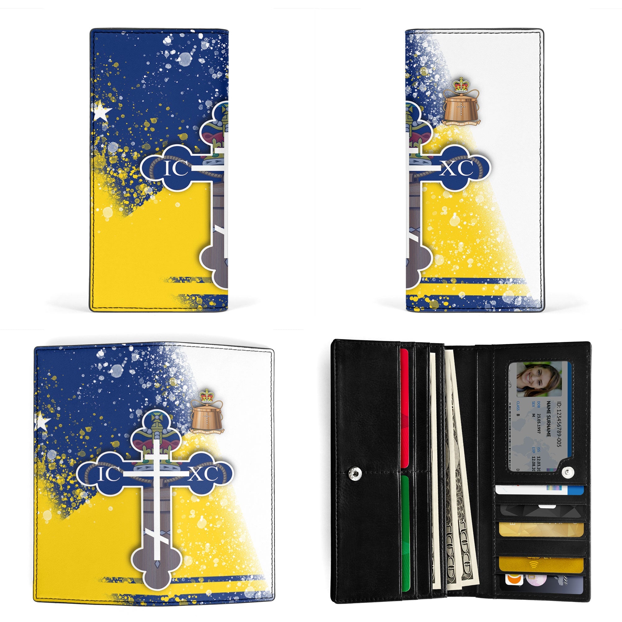 Tokelau Leather Wallet Flag & Coat Of Arms Orthodox Style