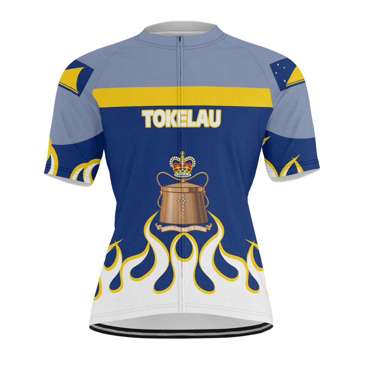 Tokelau Men's Cycling Jersey Flag & Coat Of Arms Fire Hockey Style