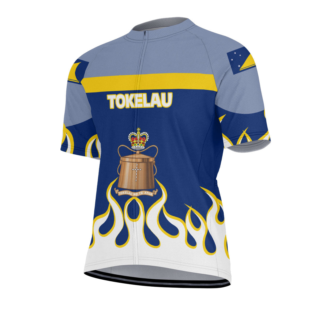 Tokelau Men's Cycling Jersey Flag & Coat Of Arms Fire Hockey Style