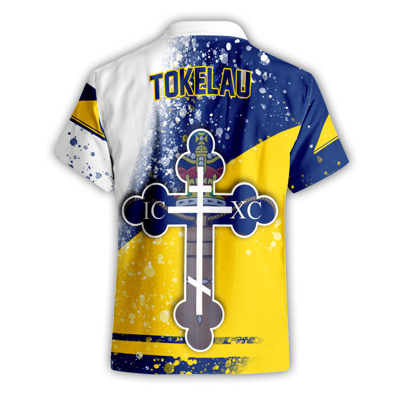 Tokelau Short Sleeve Shirt Flag & Coat Of Arms Orthodox Style