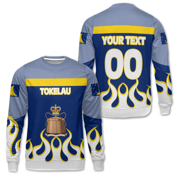 Tokelau Sweatshirt Flag & Coat Of Arms Fire Hockey Style