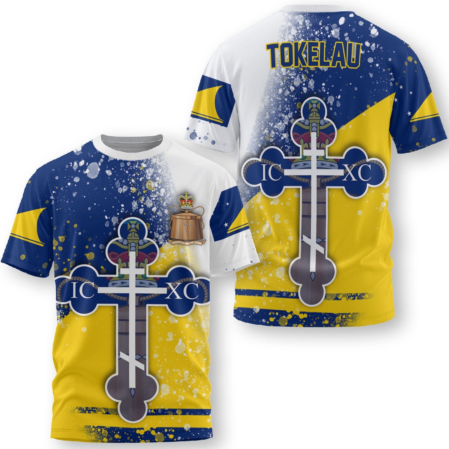 Tokelau T Shirt Flag & Coat Of Arms Orthodox Style