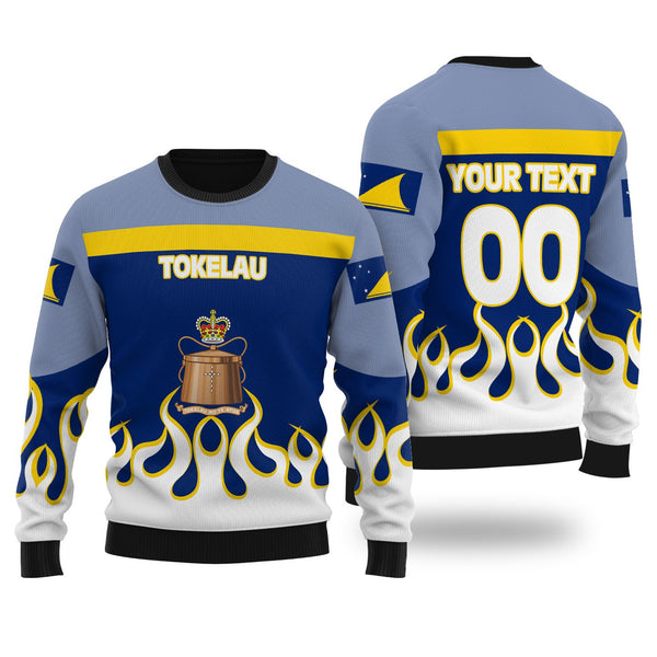 Tokelau Ugly Sweater Flag & Coat Of Arms Fire Hockey Style