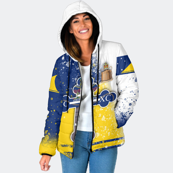 Tokelau Women Hooded Padded Jacket Flag & Coat Of Arms Orthodox Style