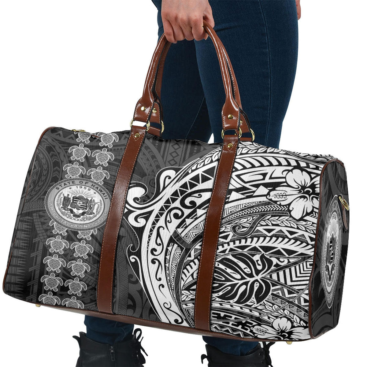 Hawaii Seal Polynesian Turtle Line Travel Bag