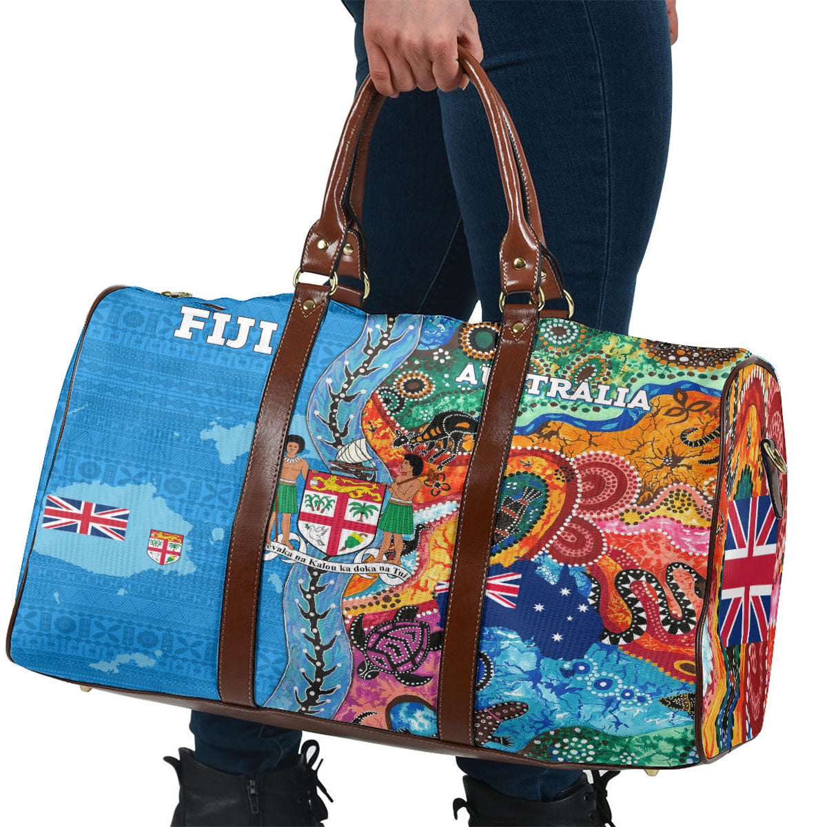 Fiji Tapa & Australia Aboriginal Travel Bag