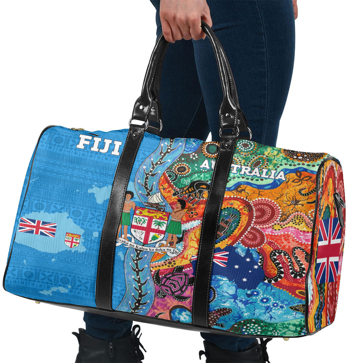 Fiji Tapa & Australia Aboriginal Travel Bag