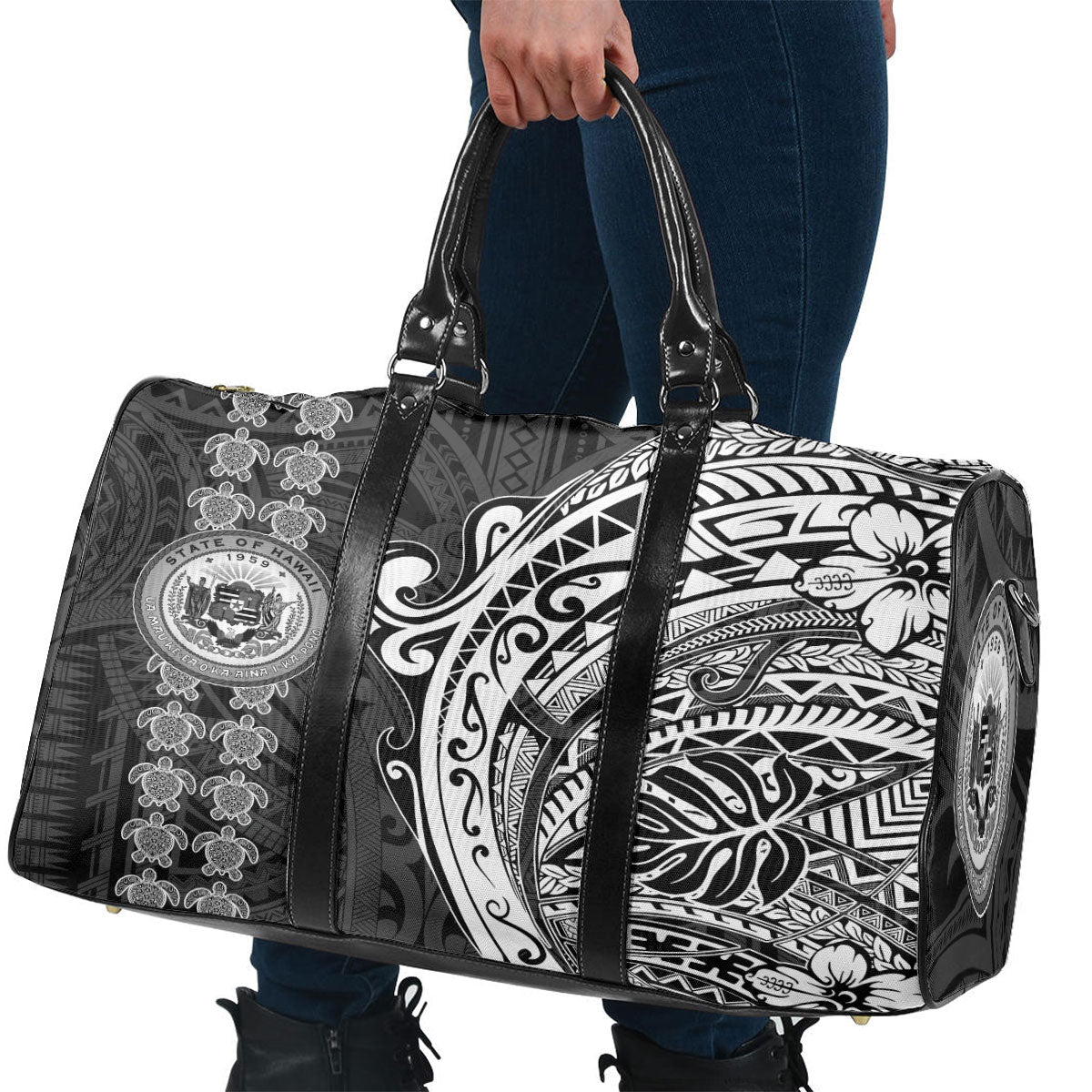 Hawaii Seal Polynesian Turtle Line Travel Bag