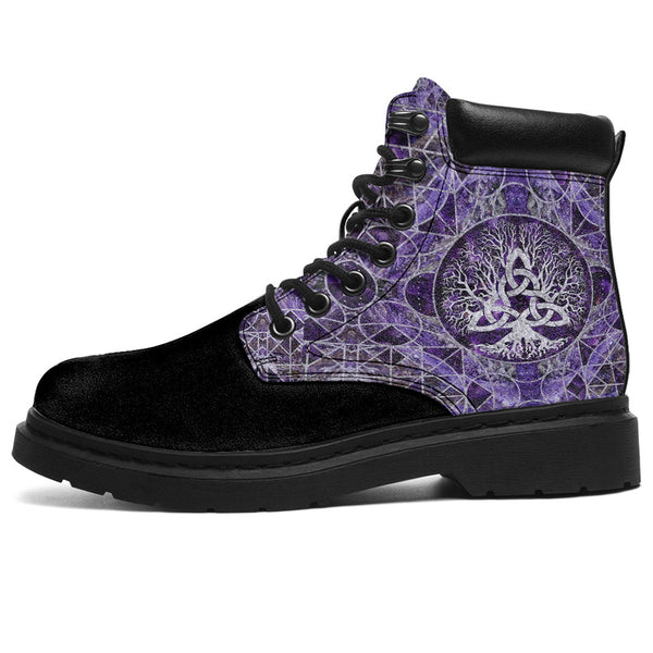 Viking All Season Boots Tree Of Life With Triquetra Amethyst And Silver