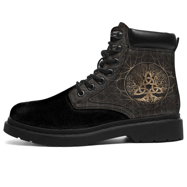 Viking All Season Boots Tree Of Life Yggdrasil With Triquetra