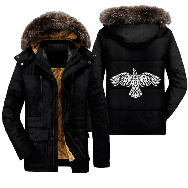 Viking Parka Jacket Tribal Raven Ethnic Style Tattoo