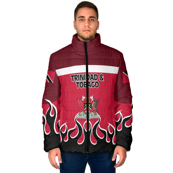 Trinidad and Tobago Men Padded Jacket Flag & Coat Of Arms Fire Hockey Style