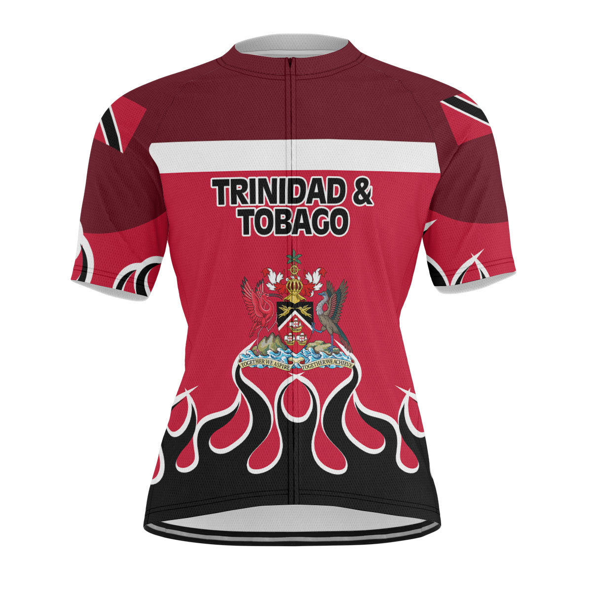 Trinidad and Tobago Men's Cycling Jersey Flag & Coat Of Arms Fire Hockey Style