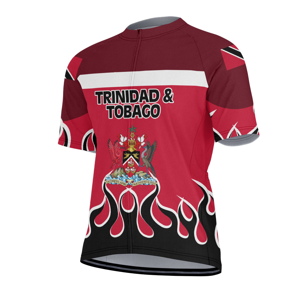 Trinidad and Tobago Men's Cycling Jersey Flag & Coat Of Arms Fire Hockey Style