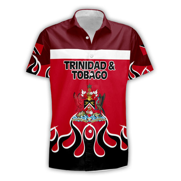 Trinidad and Tobago Short Sleeve Shirt Flag & Coat Of Arms Fire Hockey Style