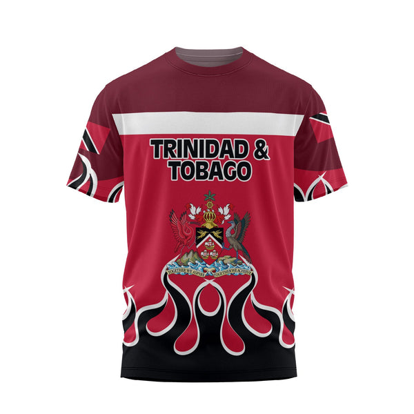 Trinidad and Tobago T Shirt Flag & Coat Of Arms Fire Hockey Style