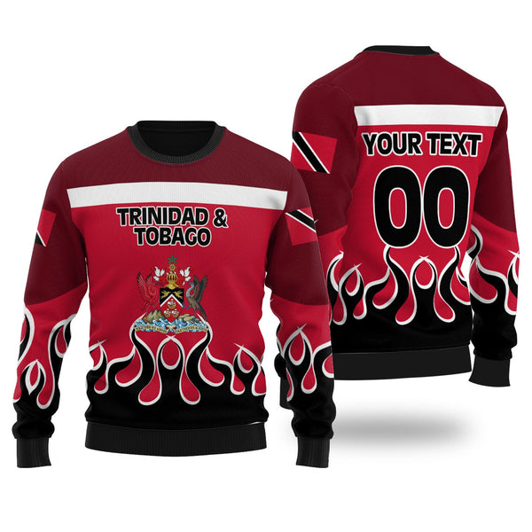 Trinidad and Tobago Ugly Sweater Flag & Coat Of Arms Fire Hockey Style