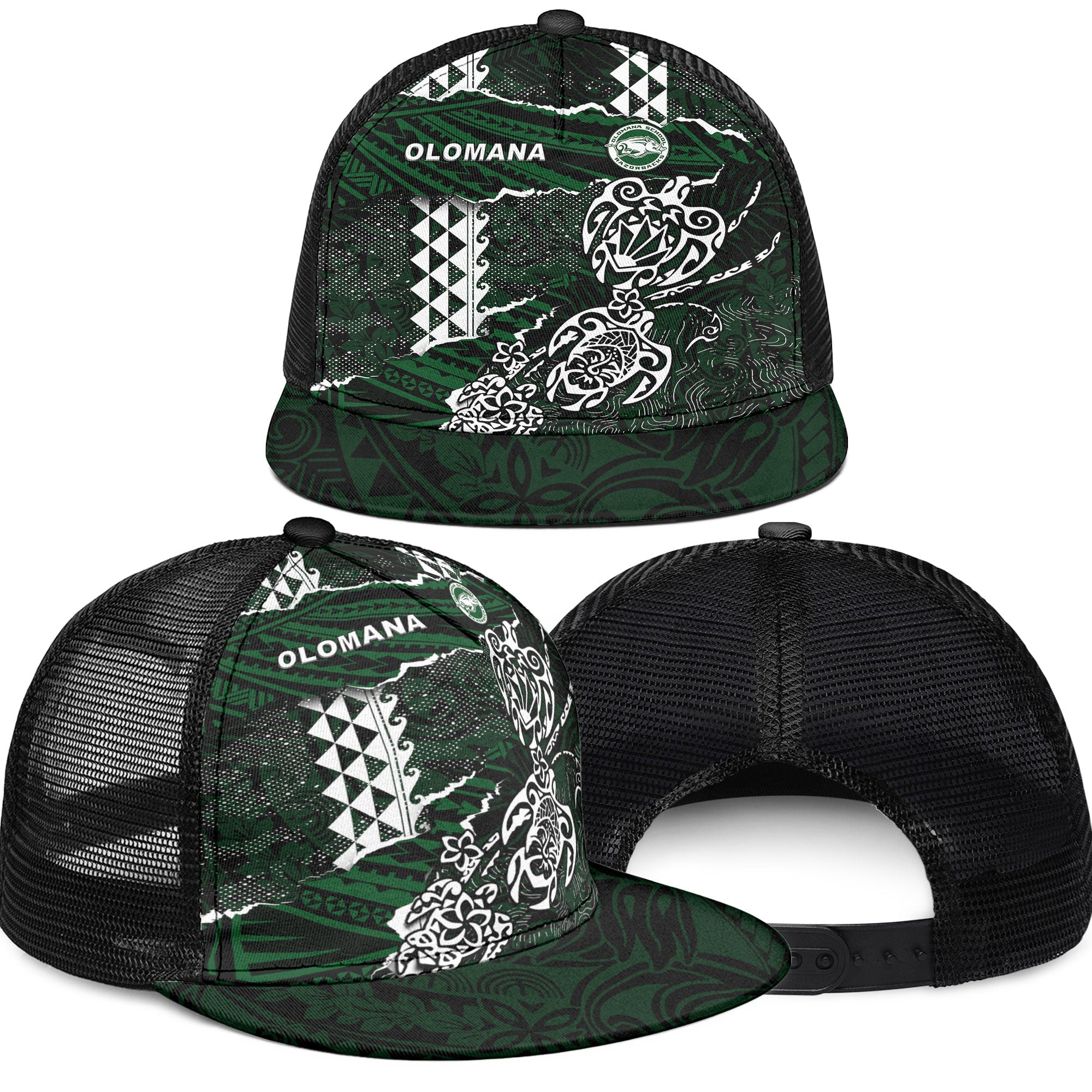 Hawaii Olomana High & Intermediate School Trucker Hat Polynesian Turtle Style