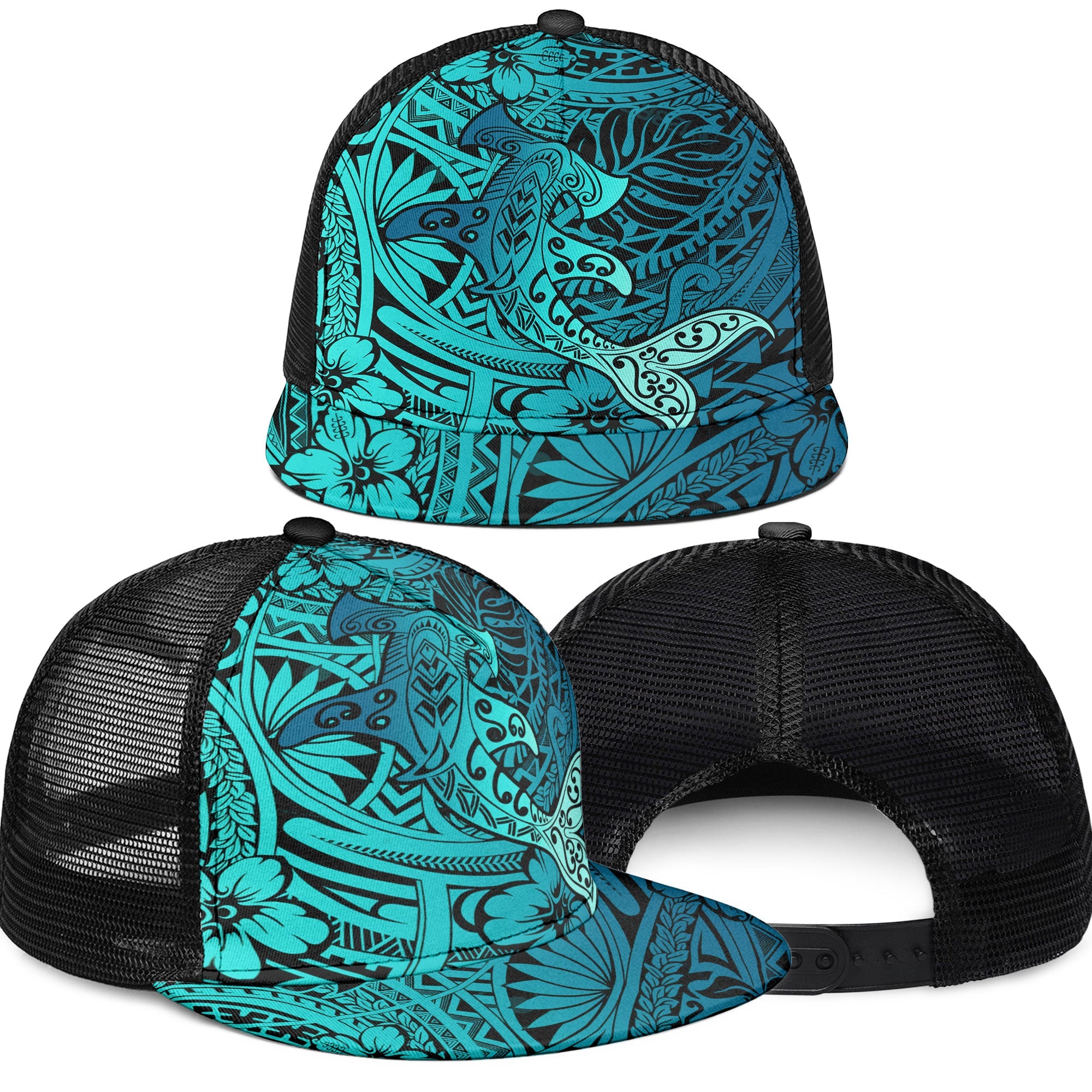 Hawaii Hammerhead Shark Trucker Hat Light See Blue Style