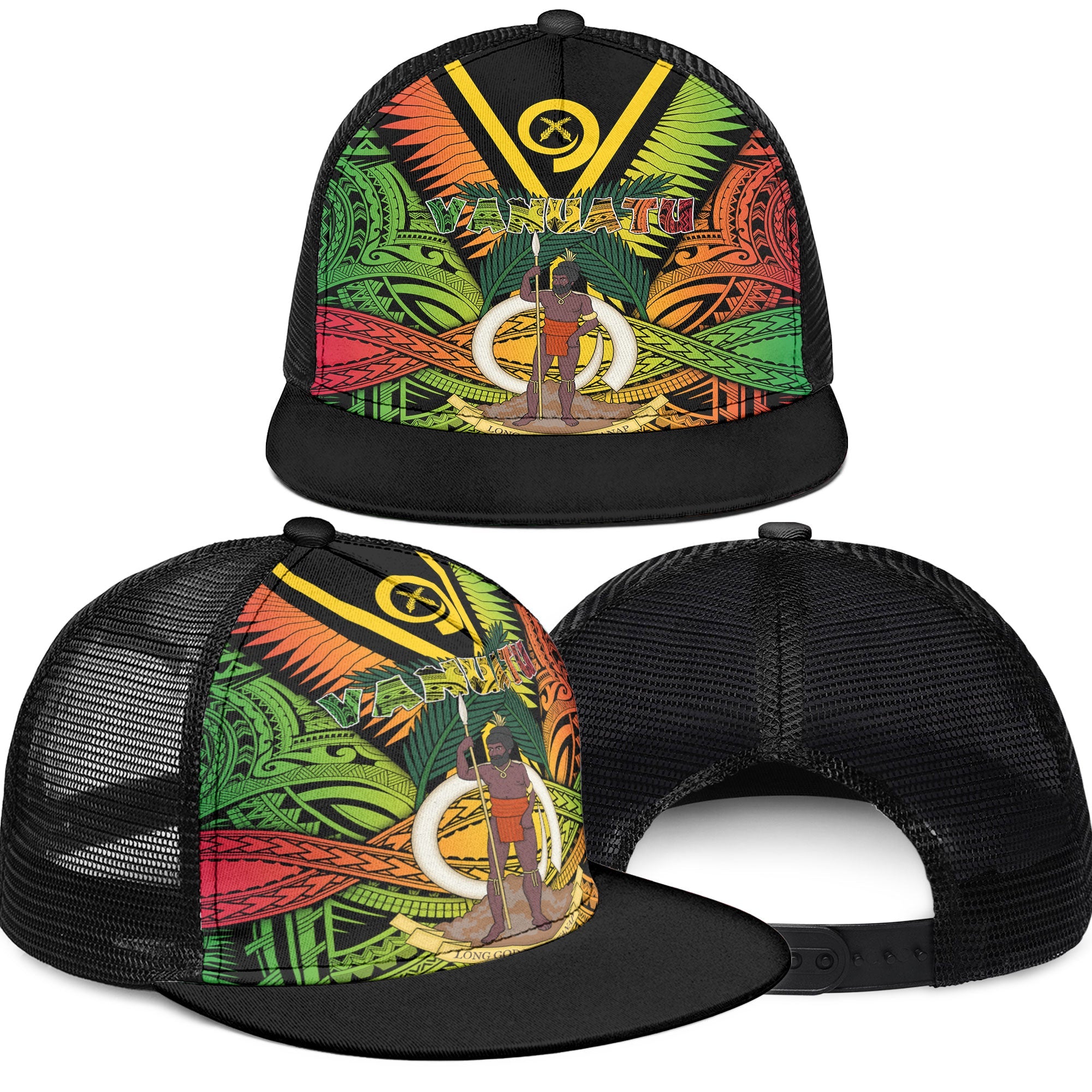 Vanuatu Trucker Hat Coat Of Arms Reggae Style