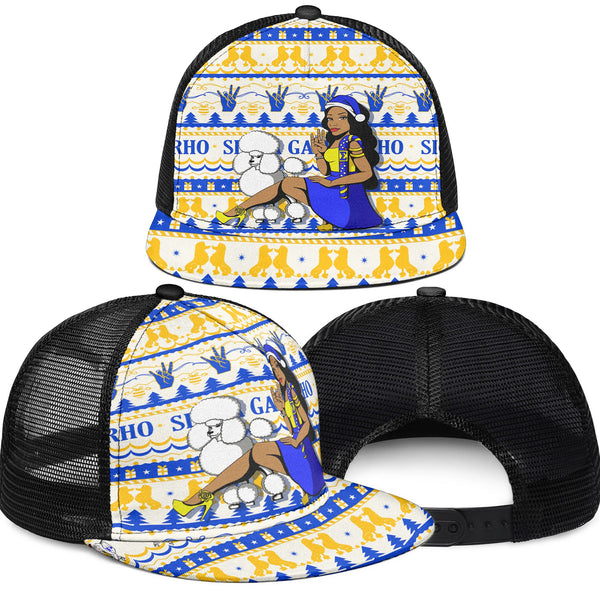 Sorority Trucker Hat - Sigma Gamma Rho Christmas Trucker Hat Woman Walking Poodle Style