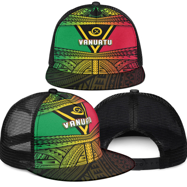 Vanuatu Flag & Coat Of Arms Trucker Hat Reggae Style