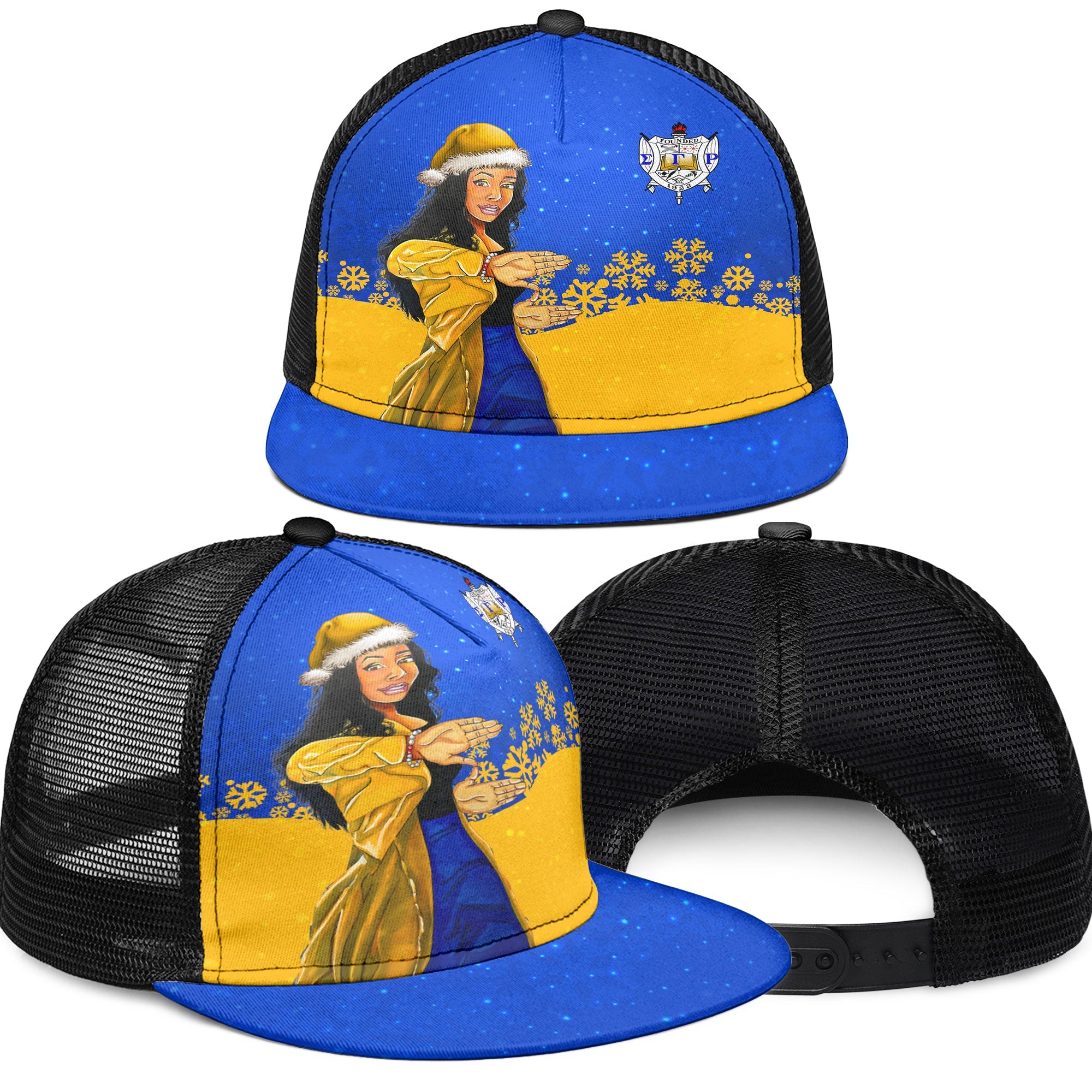 Sorority Trucker Hat - Sigma Gamma Rho Christmas Girl Trucker Hat Pretty Poodles Style