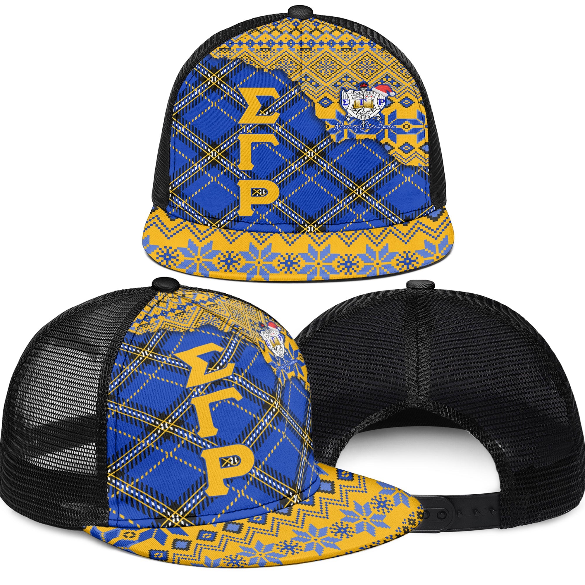 Sorority Trucker Hat - Christmas Sigma Gamma Rho Girl Trucker Hat Plaid Background Style