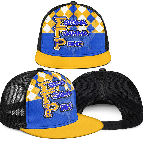 Sorority Trucker Hat - Christmas Sigma Gamma Rho Girl Trucker Hat Rhombus Pattern Style