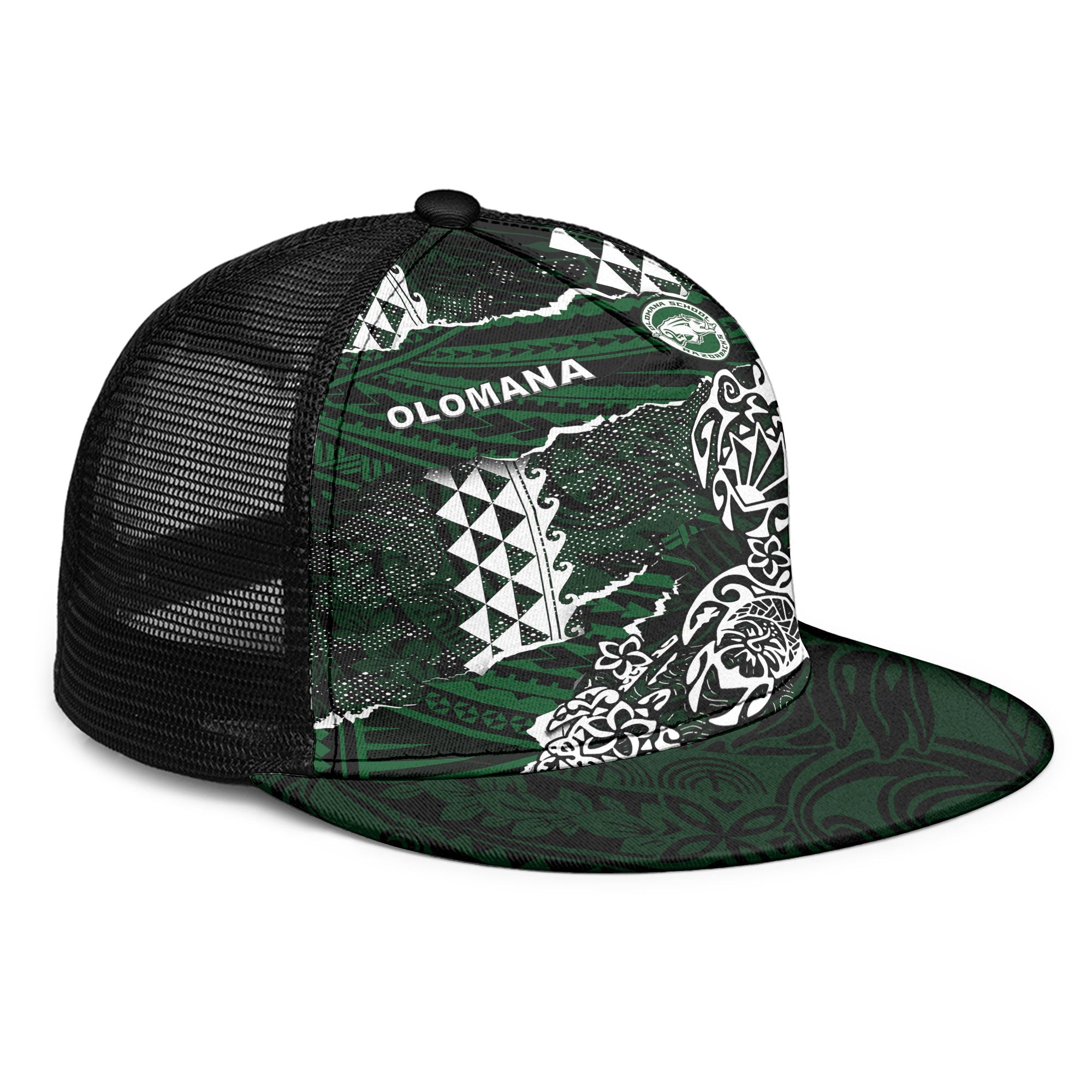 Hawaii Olomana High & Intermediate School Trucker Hat Polynesian Turtle Style