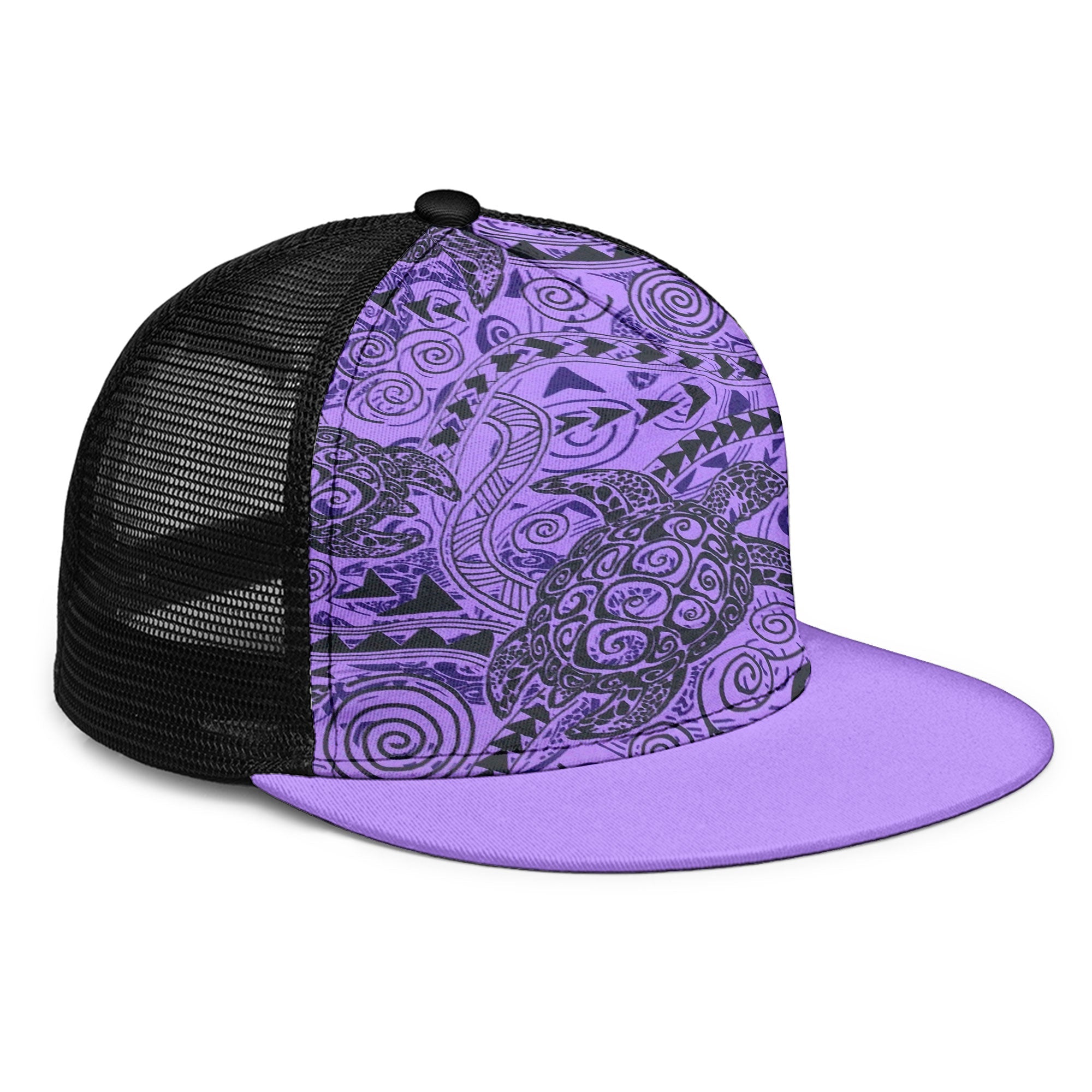 Hawaii Polynesian Turtle Trucker Hat Purple Style