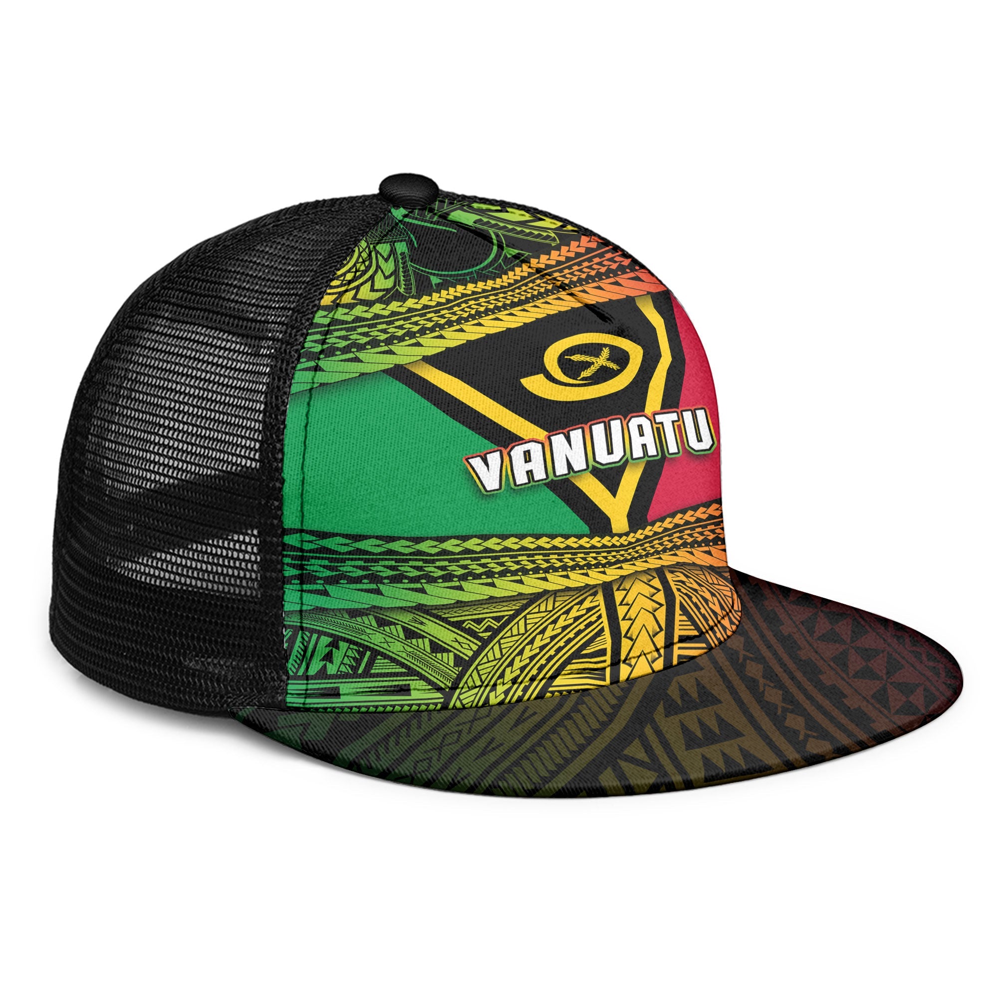 Vanuatu Flag & Coat Of Arms Trucker Hat Reggae Style