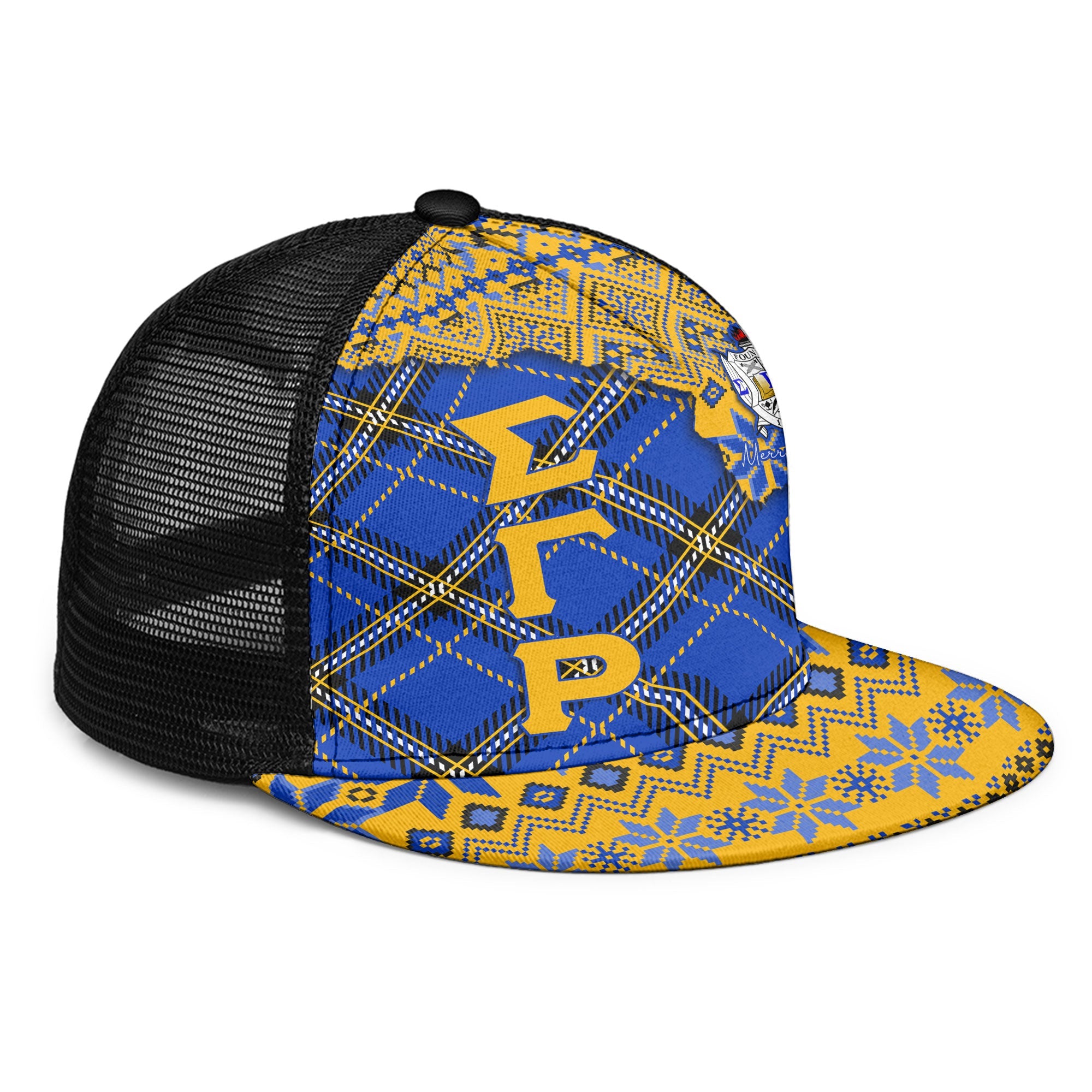 Sorority Trucker Hat - Christmas Sigma Gamma Rho Girl Trucker Hat Plaid Background Style