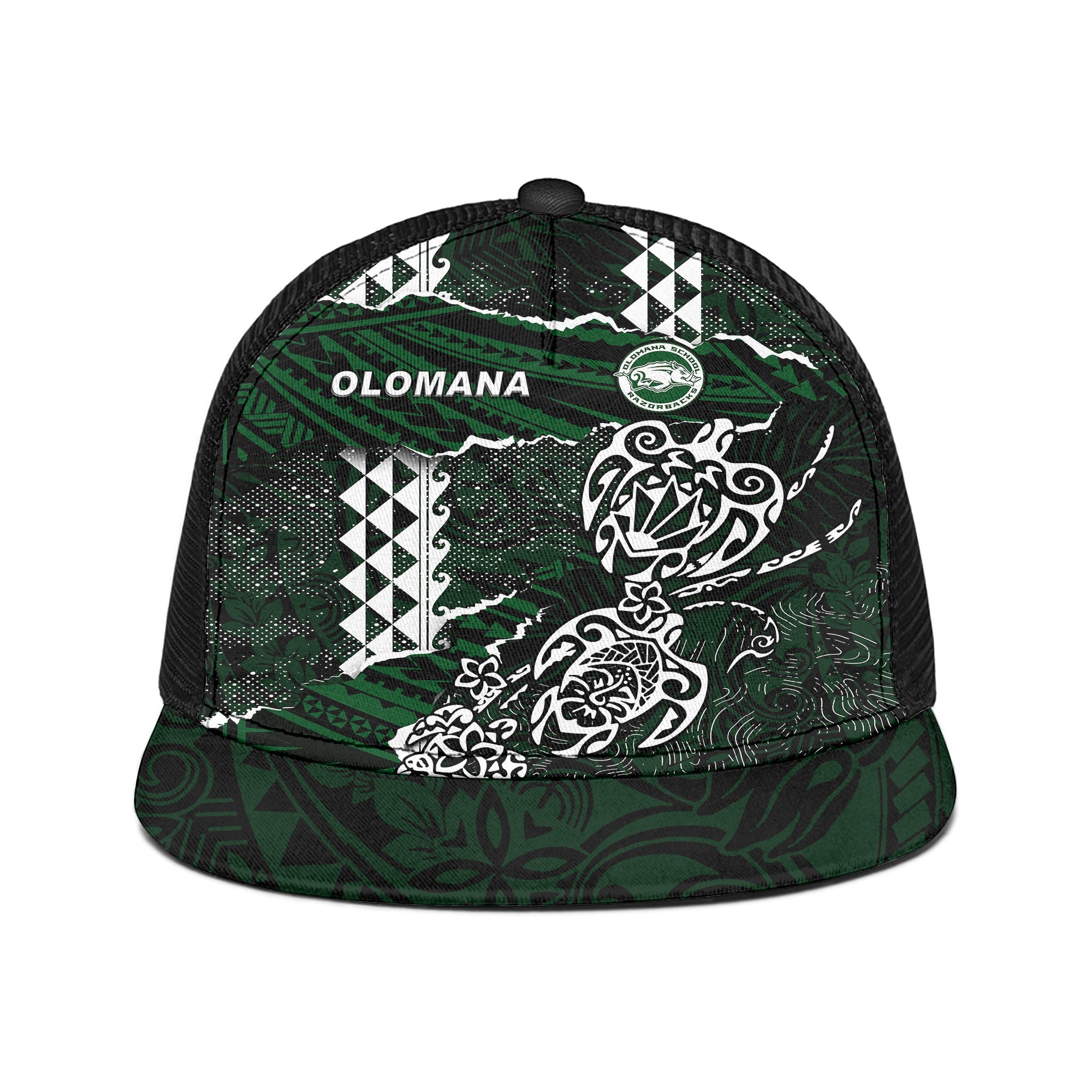 Hawaii Olomana High & Intermediate School Trucker Hat Polynesian Turtle Style