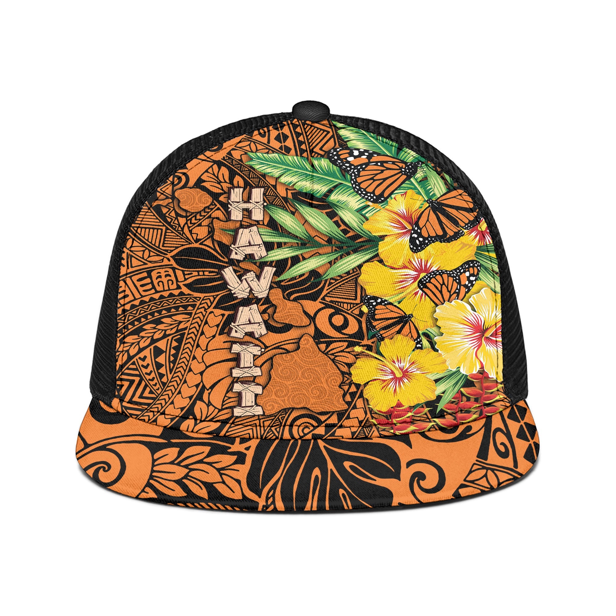 Hawaii Trucker Hat Kamehameha Butterfly Tropical Style