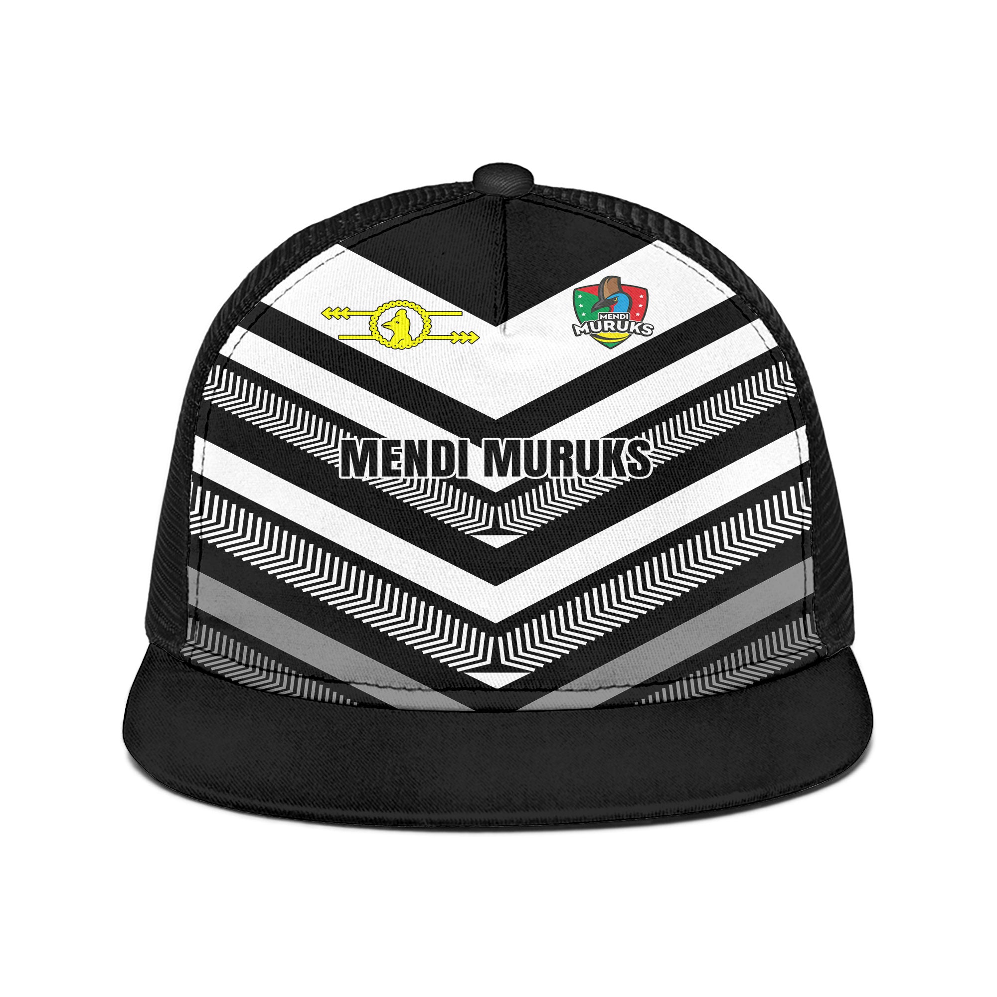 Mendi Muruks Trucker Hat Papua New Guinea Rugby Black & White Style