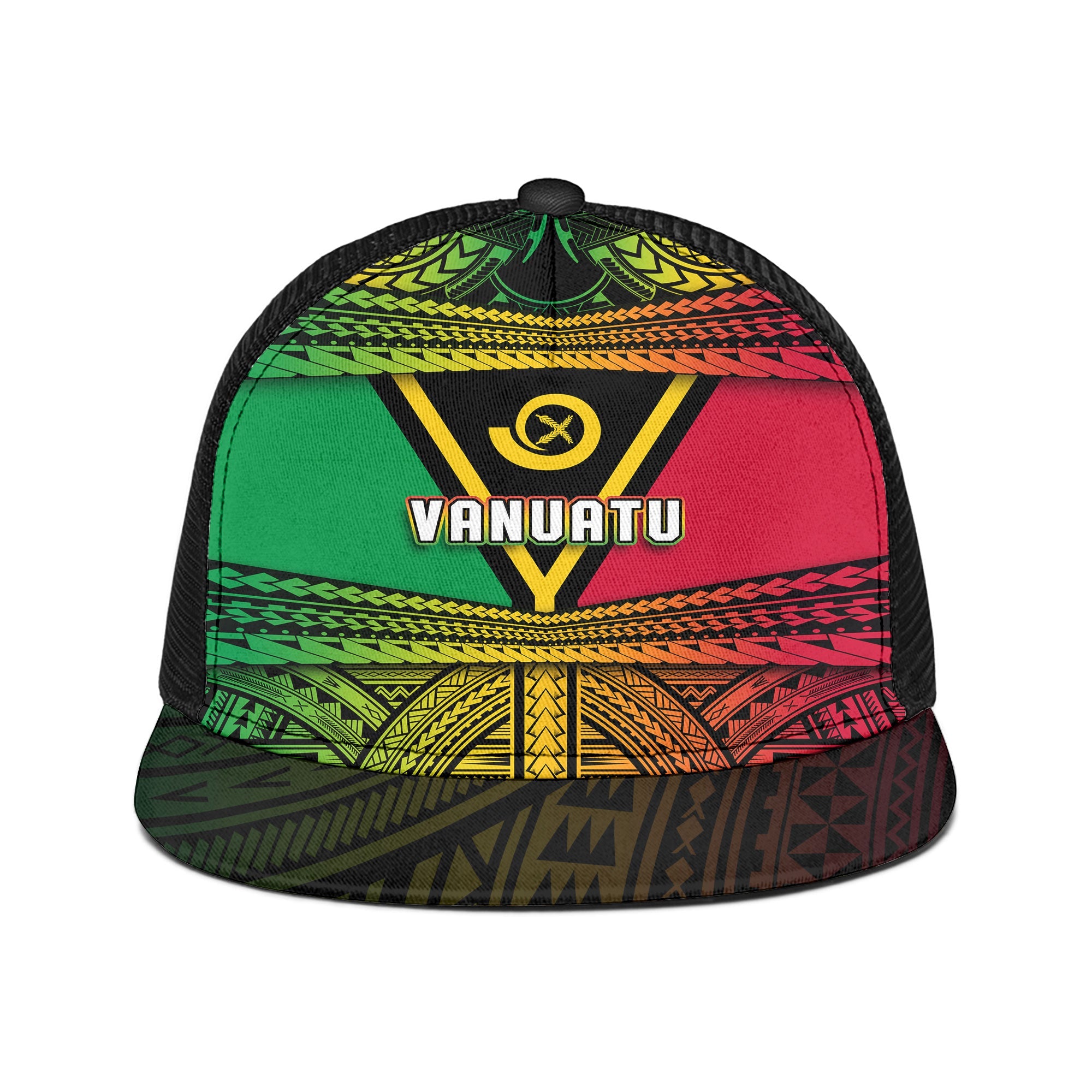 Vanuatu Flag & Coat Of Arms Trucker Hat Reggae Style