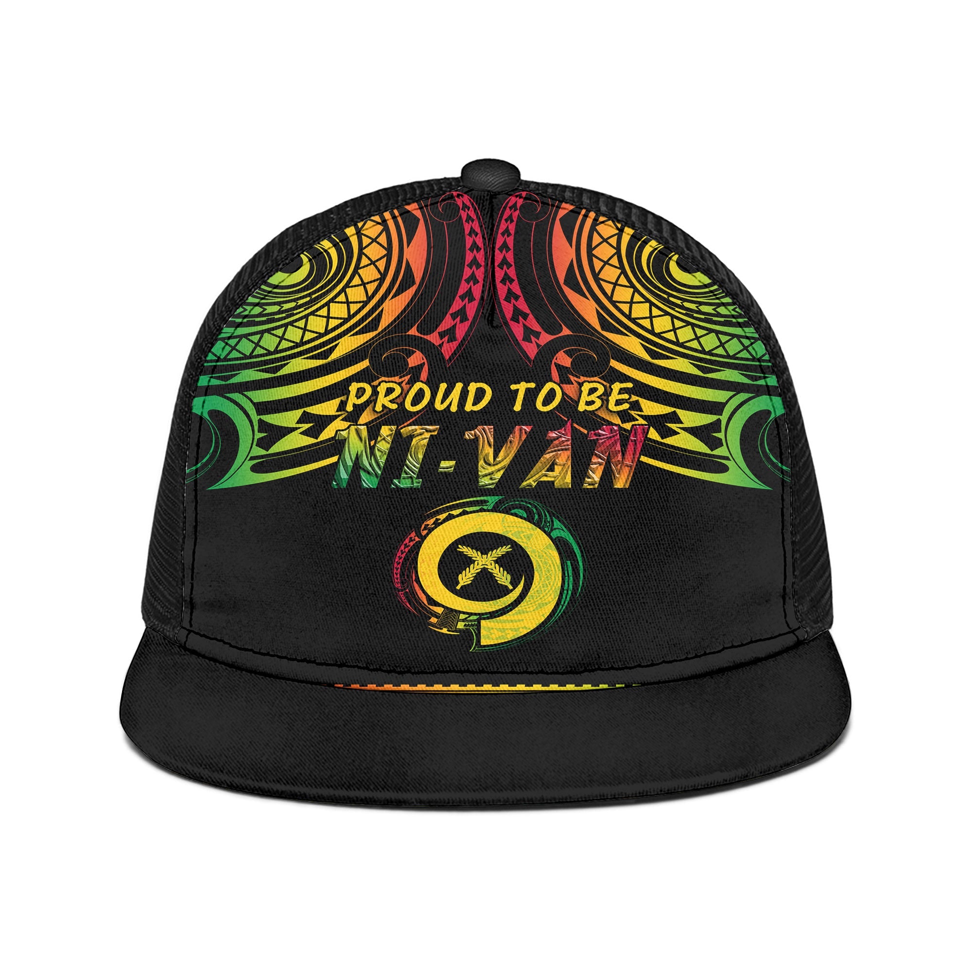 Vanuatu Proud To Be Ni-Van Trucker Hat Coat Of Arms Reggae Style